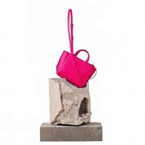 NEW AMPERSAND AS APOSTROPHE neon python micro tote leather in pink